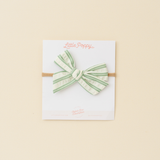 Sage Spring Crinkle Stripes Headband Bow