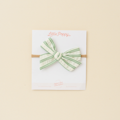 Sage Spring Crinkle Stripes Headband Bow