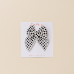 Black Classic Gingham Bow Clip