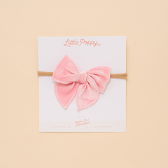 Pink Velvet Shimmer Headband Bow