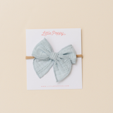 Seafoam Stitched Gauze Headband Bow