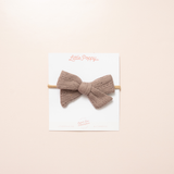 Brown Pointelle Knit Headband Bow
