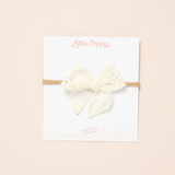 White Rose Lace Floral Headband Bow