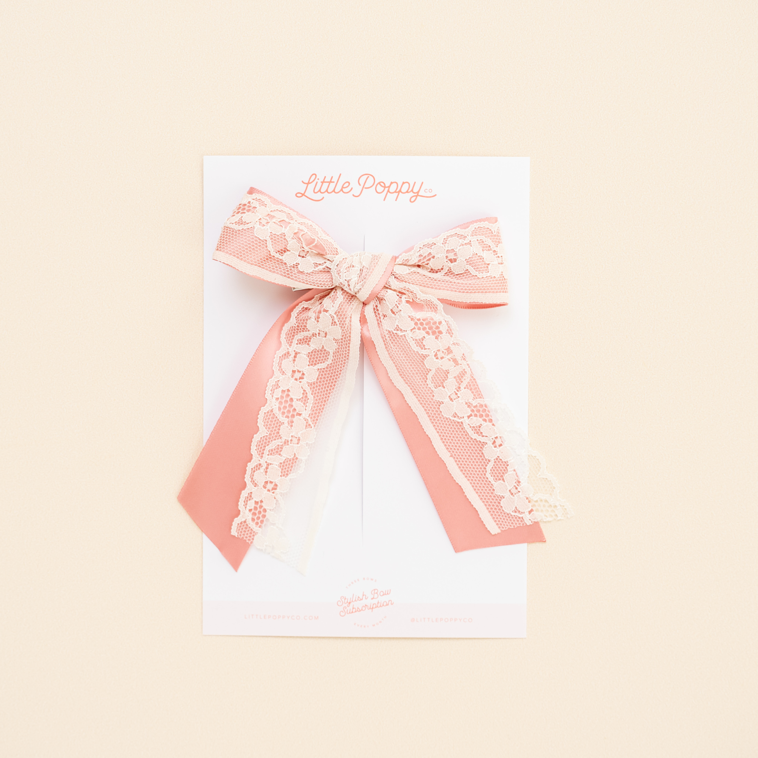 Pink Layered Lace Bow Clip