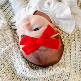 Red Knitted Hearts Headband Bow
