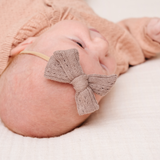 Brown Pointelle Knit Headband Bow
