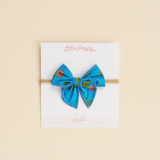 Blue Coronation Floral Headband Bow