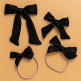 Ebony Pleated Sparkle Headband Bow
