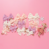 Quartz Rose Lace Floral Bow Clip