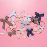 Stone Pointelle Knit Bow Clip