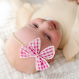 Pink Classic Gingham Headband Bow