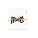 Beige Knit Check Baby Headband Bow