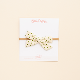 Green Textured Dot Headband Bow