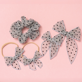 Blue Dotted Tulle Midi Scrunchie