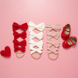 Pink Knitted Hearts Headband Bow