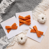 Pumpkin Knit Pigtail Bow Clip
