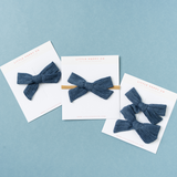 Navy Stitch Bow Clip