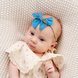 Blue Coronation Floral Headband Bow