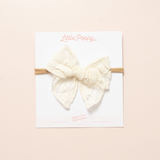 White Rose Lace Floral Headband Bow