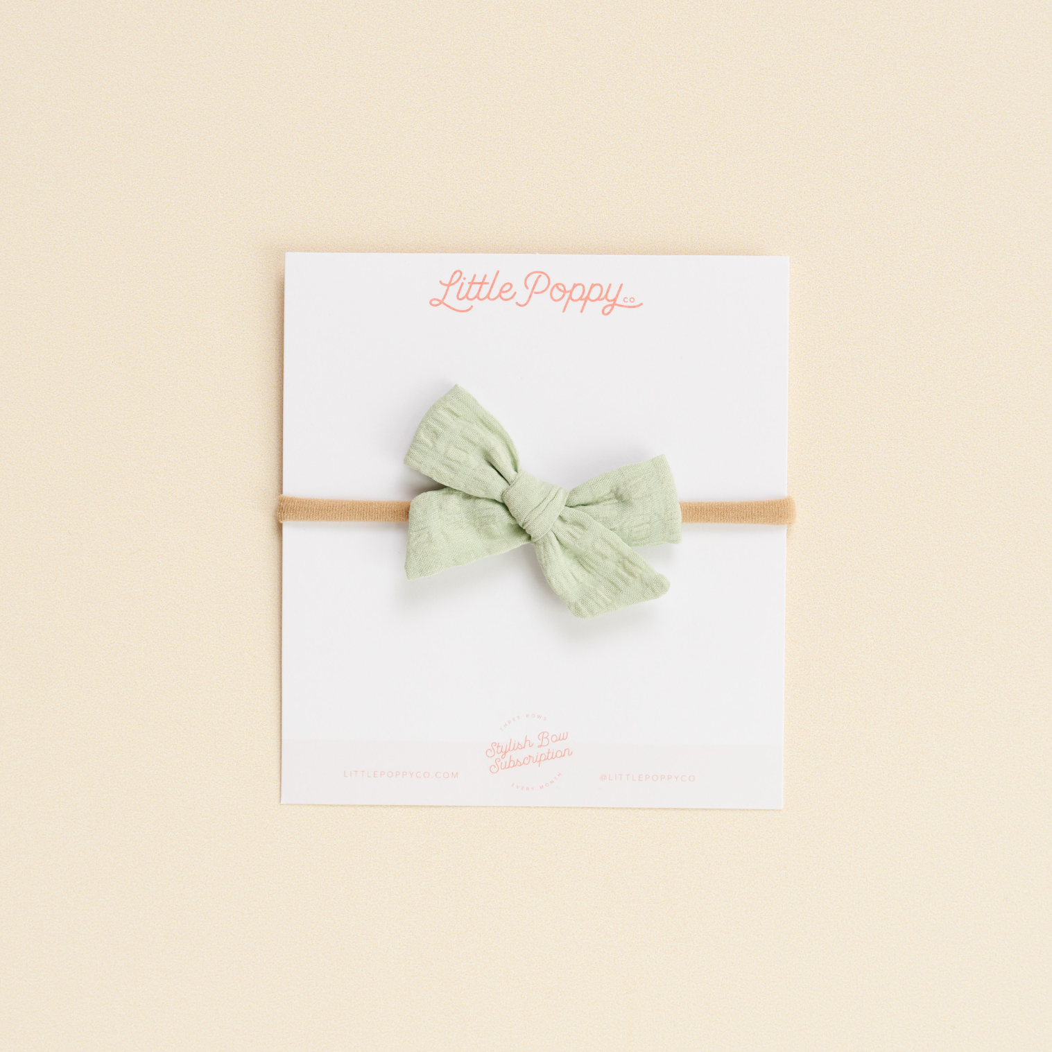 Meadow Sage Woven Seersucker Headband Bow