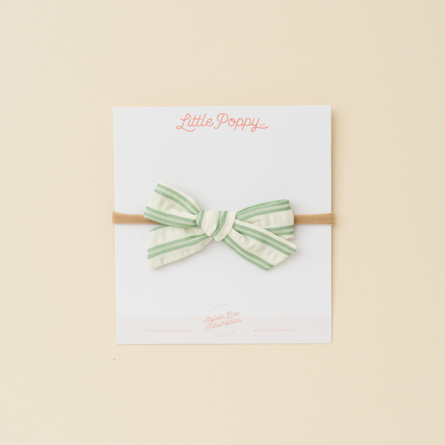 Sage Spring Crinkle Stripes Headband Bow