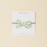 Sage Spring Crinkle Stripes Headband Bow