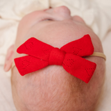 Red Knitted Hearts Headband Bow