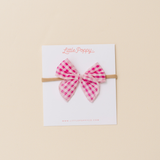 Pink Classic Gingham Headband Bow