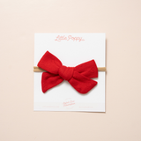 Red Knitted Hearts Headband Bow