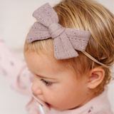 Brown Pointelle Knit Headband Bow