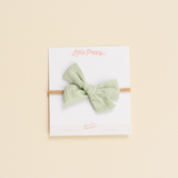 Meadow Sage Woven Seersucker Headband Bow