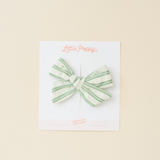 Sage Spring Crinkle Stripes Bow Clip