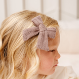 Brown Pointelle Knit Bow Clip