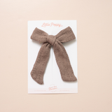 Brown Pointelle Knit Bow Clip