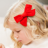 Red Knitted Hearts Bow Clip