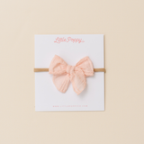 Pink Stitched Gauze Headband Bow