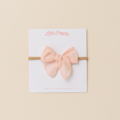 Pink Stitched Gauze Headband Bow