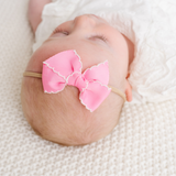 Bubblegum Scalloped Ribbon Headband Bow