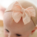 Pink Stitched Gauze Headband Bow