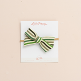 Evergreen Ribbed Knit Stripes Headband Bow