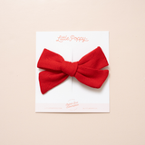 Red Knitted Hearts Bow Clip