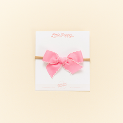 Bubblegum Scalloped Ribbon Headband Bow
