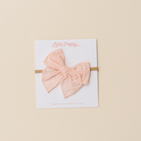 Pink Stitched Gauze Headband Bow