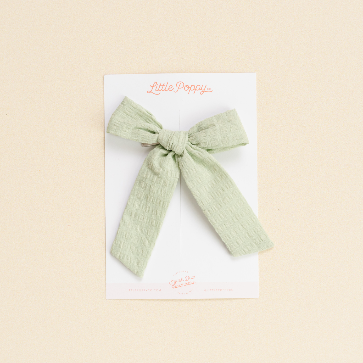 Meadow Sage Woven Seersucker Bow Clip