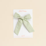Meadow Sage Woven Seersucker Bow Clip