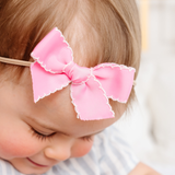 Bubblegum Scalloped Ribbon Headband Bow