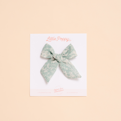 Sage Fieldwalk Floral Bow Clip
