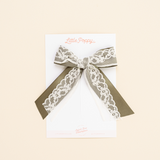 Olive Layered Lace Bow Clip