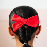 Red Knitted Hearts Bow Clip