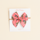 Pink Coronation Floral Headband Bow